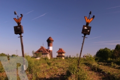 Ablaufwerk Nord mit Wasserturm und dem Stellwerk 2 und zwei Rang